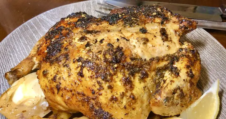 Simple Lemony Oven Roasted Whole Chicken